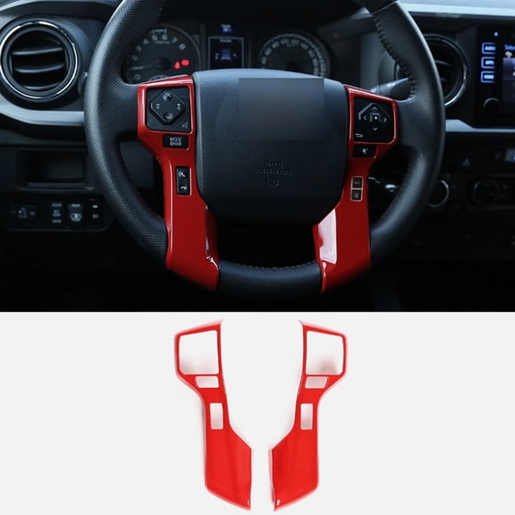 ABS Red Car Interior Steering Wheel Button Frame Cover Trim For Toyota Tacoma 2016-2022/Tundra 2014-2020/4Runner 2010-2020 High version