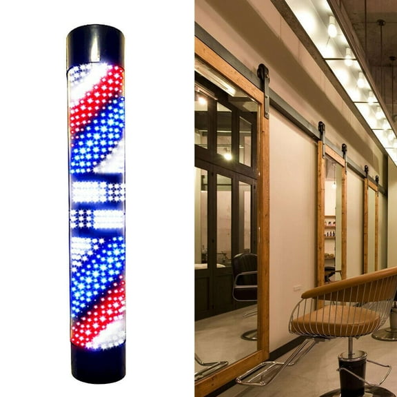 ABS Red White Blue Barber Shop Pole Rotating LED Stripes Wall Light Hair Salon Sign 110v