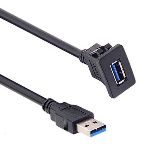 ABS Reinforced Waterproof Data Transfer Cable USB 3.0 Interfaces for Vehicle Dashboards Installation