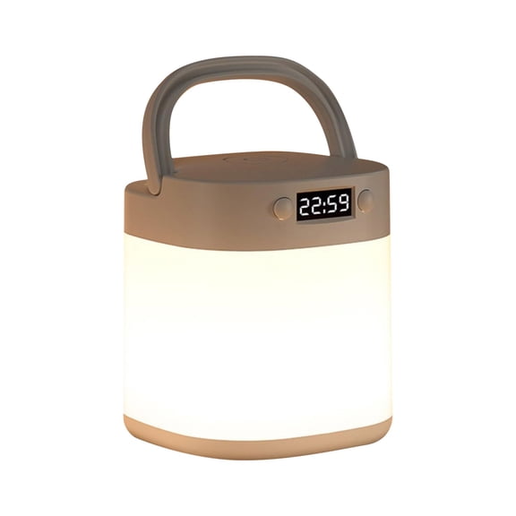 ABS Remote Control Night Light with Clock LED Bedside Lamp Adjustable Brightness for Bedroom