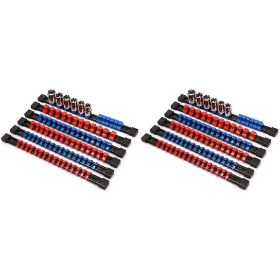 ABS Socket Organizer Drive Socket Holder, 1/4 Inch x 64 Clips, 3/8 Inch x 60 Clips, 1/2 Inch x 48 Clips,12 Pieces Set