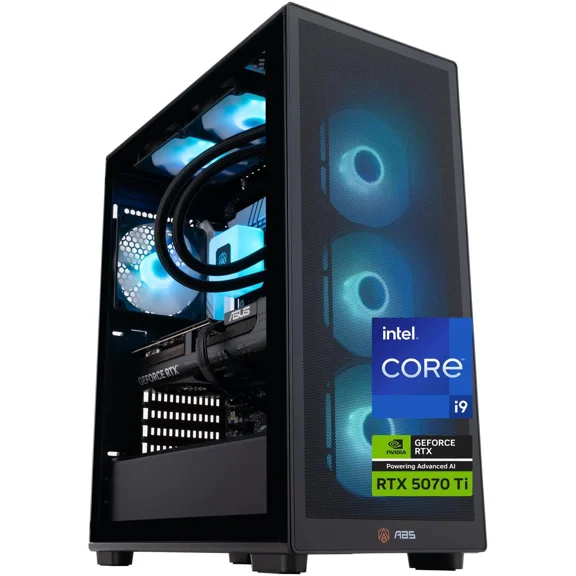 ABS Stratos Aqua Gaming PC Powered by Asus - Windows 11 - Intel Core i9-14900KF - RTX 5070 Ti 16GB - DLSS 4 - AI-Powered Performance - 32GB DDR5 6400 - 2TB M.2 NVMe SSD - SA14900KF5070TI2
