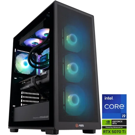 ABS Stratos Aqua Gaming PC Powered by Asus - Windows 11 - Intel Core i9-14900KF - RTX 5070 Ti 16GB - DLSS 4 - AI-Powered Performance - 32GB DDR5 6400 - 2TB M.2 SSD