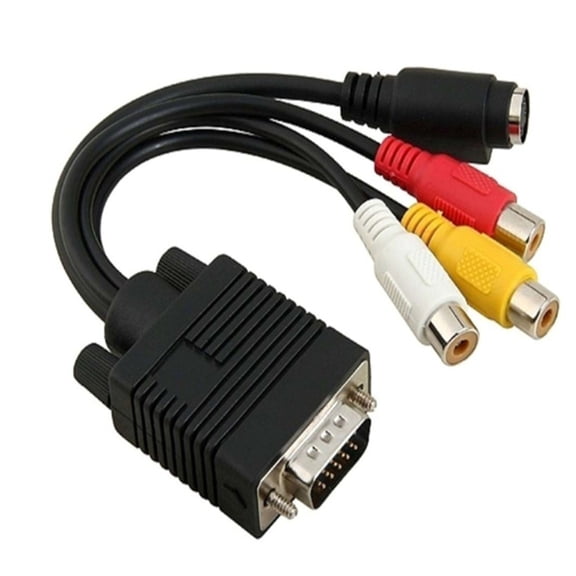 ABS VGA To S Video 3RCA Converter Cable For Clear Video Signal Conversion For PC Laptop 15CM 5.9in