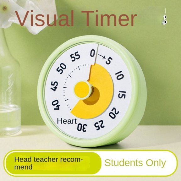 ABS Visual Countdown Timer for Kitchen, Silent Time Manager, Round Visualization Countdown Clock, Avocado Green