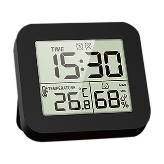 ABS Waterproof LCD Shower Clock with Timer and Temp/Humidity Display, White/Black