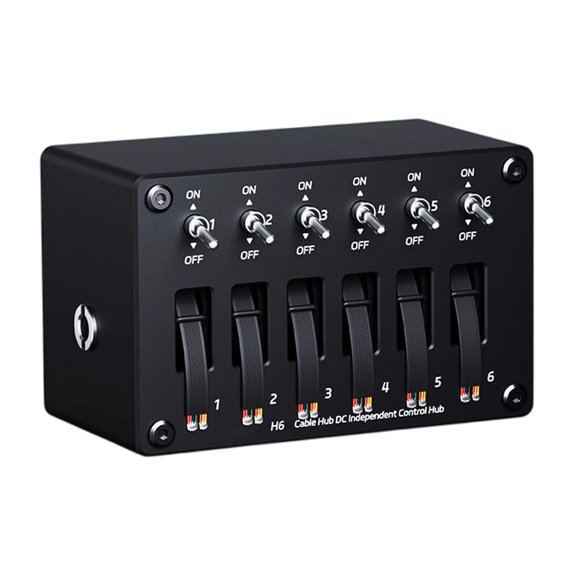 Desktop Cable Organization Box with 6 Channel Cable Controller, ABS Housing and Independent On Off Control for Centralized Wiring Arrangement