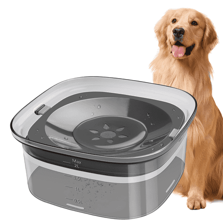 ABSOKE Dog Water Bowl,2L/70oz Large Capacity No Spill Pet Dispenser,Vehicle Carried Travel Slow Drinking Feeder for Dogs,Cats