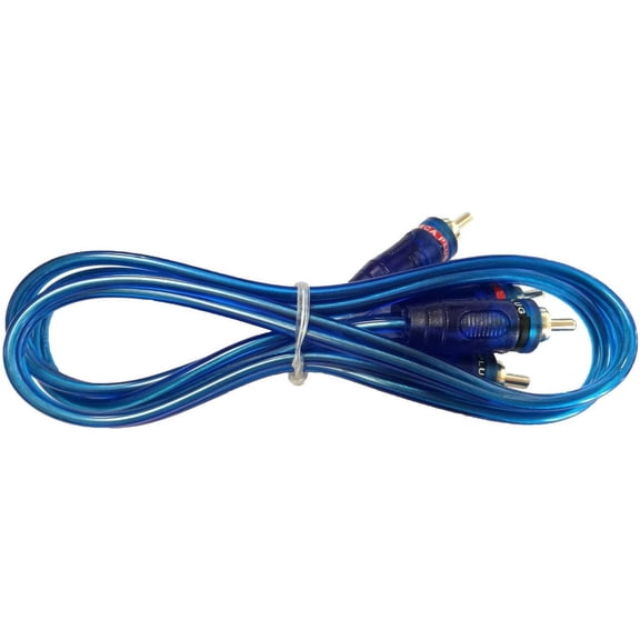 ABSOLUTE 3 Ft 2 Ch Blue Twisted Car Amp Gold RCA Jack Cable Interconnect