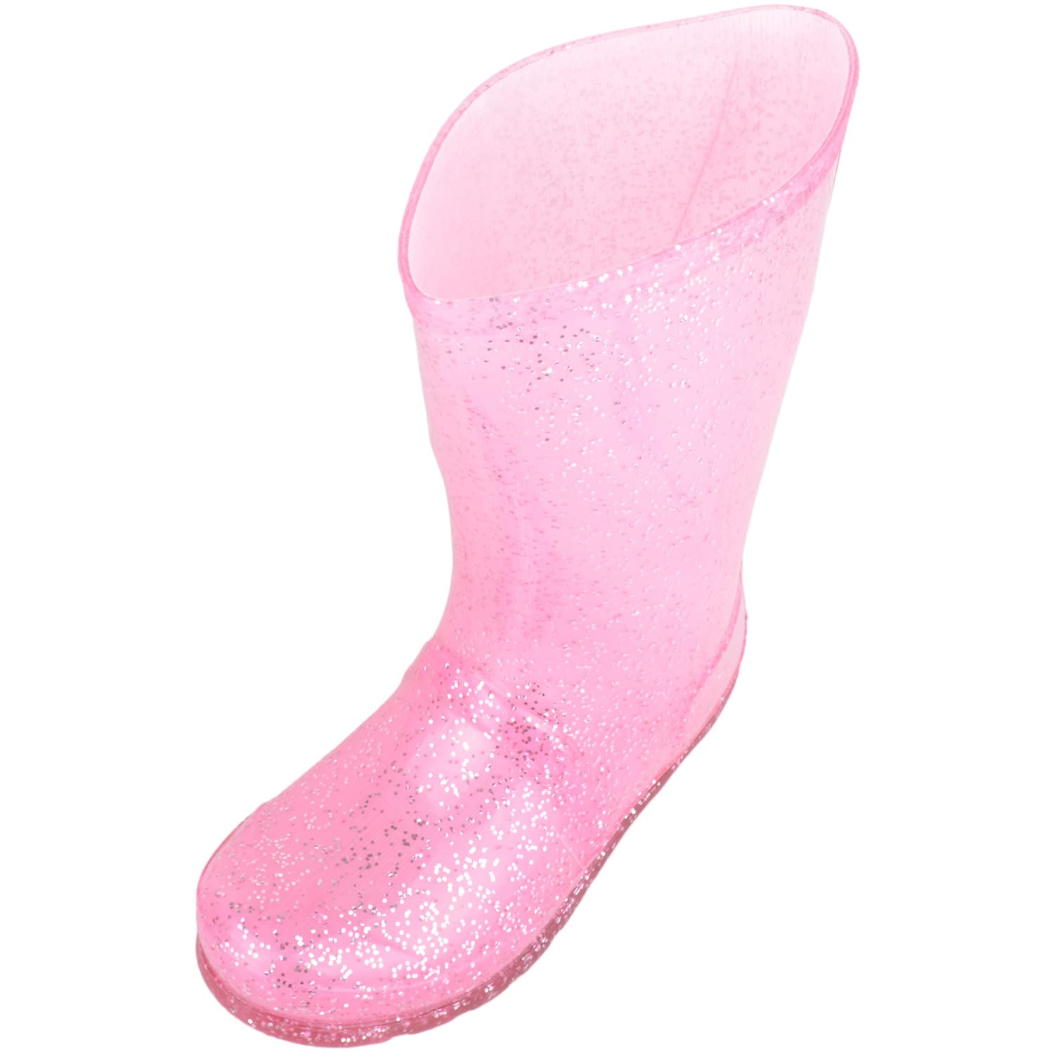 ABSOLUTE FOOTWEAR Childrens Kids Girls Easy Slip On Glitter Sparkle Waterproof Rain Snow Welly Wellington Boots - Pink - US Infant 11