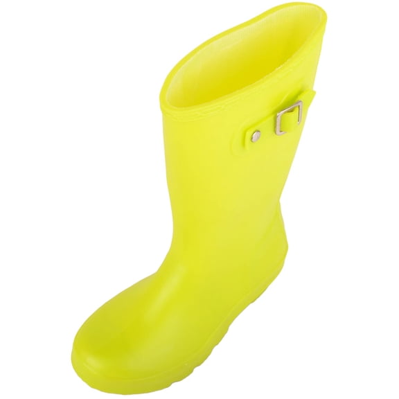 ABSOLUTE FOOTWEAR Childrens Kids Slip On Florescent Waterproof Rain Winter Welly Wellington Boots - Green - US Child 13