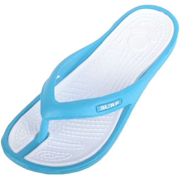 ABSOLUTE FOOTWEAR Ladies Womens Summer Holiday Beach Pool Flip Flops Sandals - Turquoise - US 7