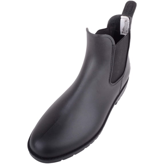 ABSOLUTE FOOTWEAR Leah, Womens Slip On Ankle Waterproof Rubber Wellington Chelsea Rain Boots - Black - US 10