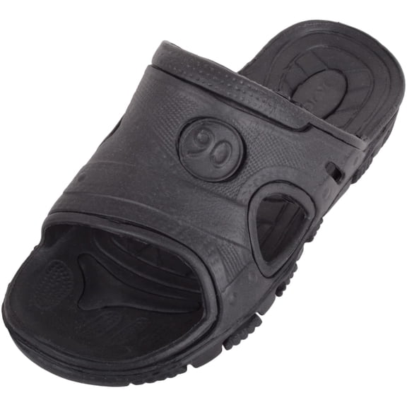 ABSOLUTE FOOTWEAR Men Easy Slip On Open Toe Summer Breathable Mule Sliders Sandals - Black - US 9