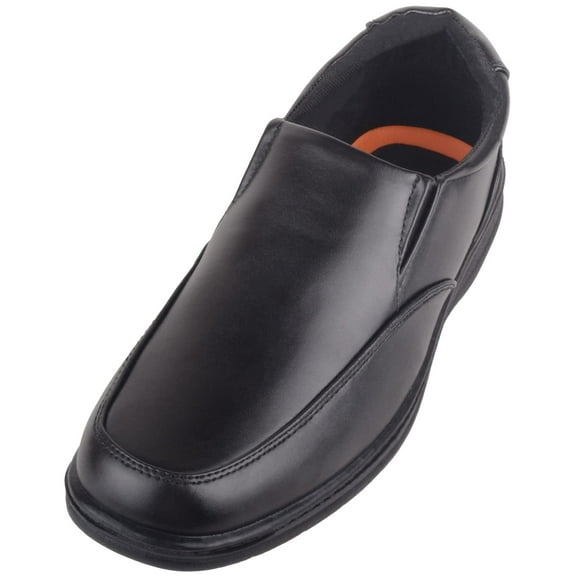 ABSOLUTE FOOTWEAR Mens Boys Faux Leather Easy Slip On Smart Formal School Work Wedding Shoes - Black - US 11