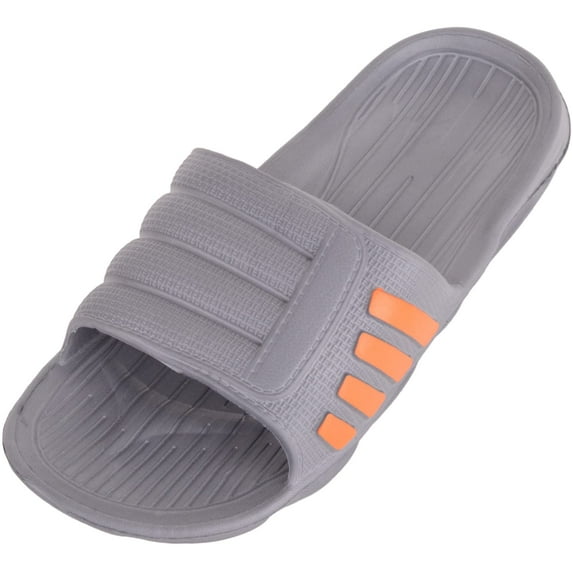 ABSOLUTE FOOTWEAR Mens Easy Slip On Summer Holiday Beach Pool Slider Mule Sandals Flip Flops - Grey - US 10