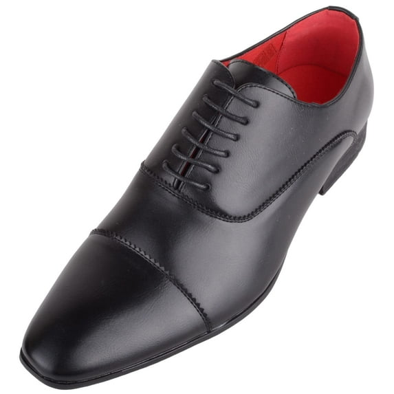 ABSOLUTE FOOTWEAR Mens Faux Leather Lace Up Work College Wedding School Shoes - Black - US 9