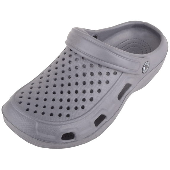 ABSOLUTE FOOTWEAR Mens Gents Easy Slip On Summer Holiday Garden Mule Sandals Clogs with Moveable Back Strap - Grey - US 7