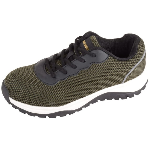 ABSOLUTE FOOTWEAR Mens Lightweight Mesh Lace Up Steel Toecap Work Trainers Sneakers Shoes - Khaki - US 7