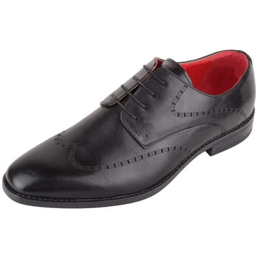 ABSOLUTE FOOTWEAR Mens Slip On Formal Work Wedding School Waterproof Lace Up Laser Cut Pattern Formal Shoes - Black - US 10