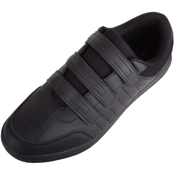 ABSOLUTE FOOTWEAR Mens Slip On Three Strap Touch and Close Gym Sports Walking Running Trainers Sneakers - Black - US 10