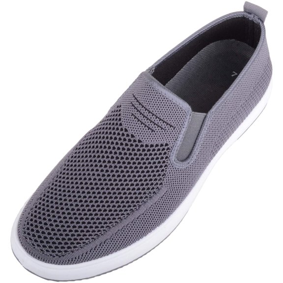 ABSOLUTE FOOTWEAR Mens Slip On Twin Gusset Leisure Sport Walking Pumps Trainers Shoes with Breathable Material - Grey - US 12