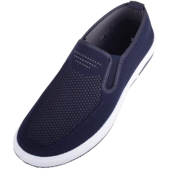 ABSOLUTE FOOTWEAR Mens Slip On Twin Gusset Leisure Sport Walking Pumps Trainers Shoes with Breathable Material - Navy - US 13