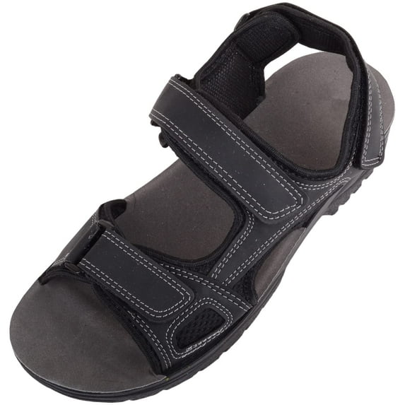 ABSOLUTE FOOTWEAR Mens Touch and Close Summer Holiday Strap Sports Sandals - Black - US 10