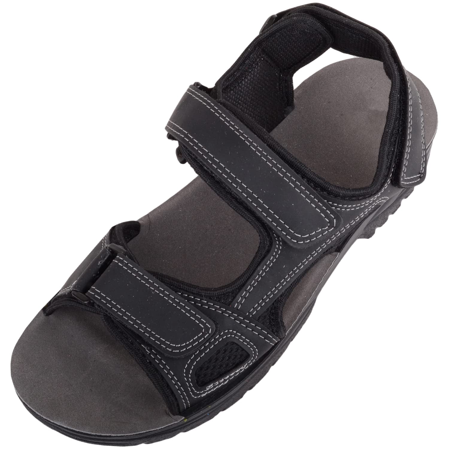 ABSOLUTE FOOTWEAR Mens Touch and Close Summer Holiday Strap Sports Sandals - Black - US 11