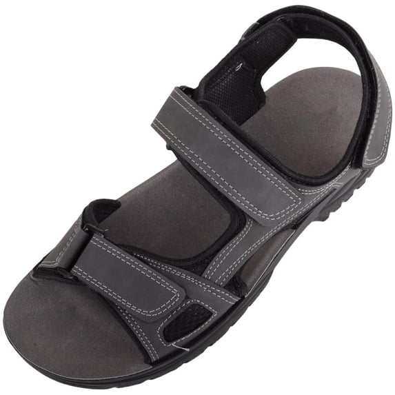 ABSOLUTE FOOTWEAR Mens Touch and Close Summer Holiday Strap Sports Sandals - Grey - US 8