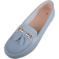 thumbnail image 1 of ABSOLUTE FOOTWEAR Womens Slip On Casual Leather Loafer Deck Boat Shoes Sandals - Baby Blue - US 9, 1 of 7