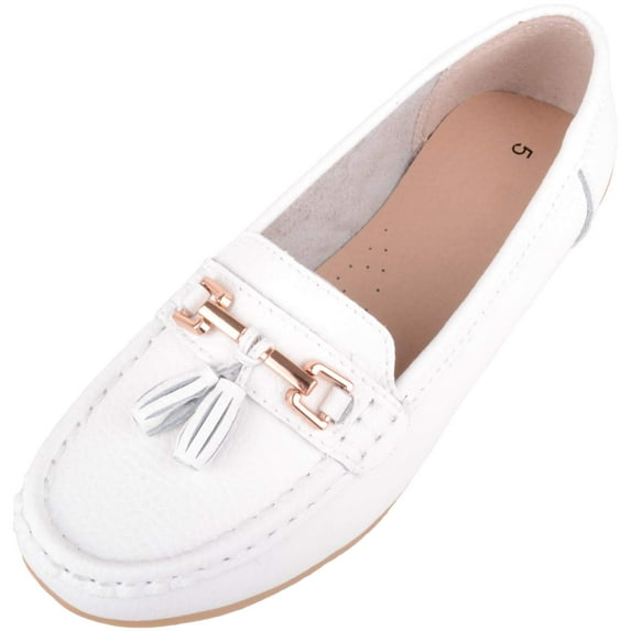 ABSOLUTE FOOTWEAR Womens Slip On Casual Leather Loafer Deck Boat Shoes Sandals - White - US 10