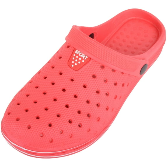 ABSOLUTE FOOTWEAR Womens Slip On Garden Summer Holiday Pool Clogs Shoes with Adjustable Back Strap - Red - US 9