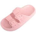 thumbnail image 1 of ABSOLUTE FOOTWEAR Womens Slip On Summer Holiday Buckle Decoration Chunky Slip On Sliders - Pink - US 7, 1 of 7