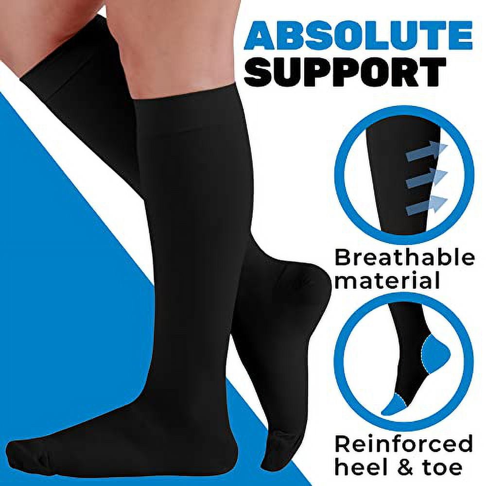 ABSOLUTE SUPPORT (3 Pairs) Graduated Support Opaque Compression Knee