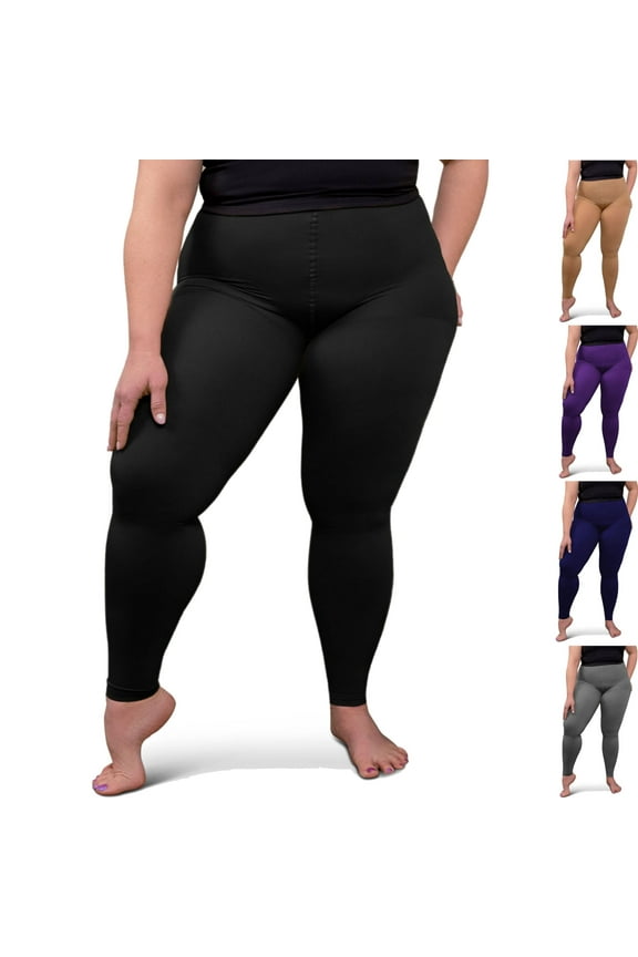 Plus Size Women Compression Leggings 20-30mmHg Black, 3X-Large