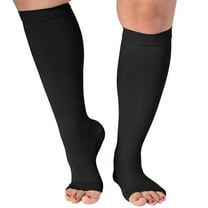 ABSOLUTE SUPPORT Wide Calf Compression Socks Unisex 15-20mmHg Open Toe Black 4X-Large