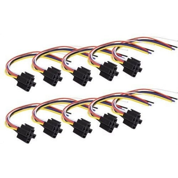 ABSOLUTE USA 10 x 5-Wire Relay Socket for 30/40 Amp Bosch Style Relay