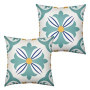 ABSOP Floral Print Pillow Covers 18x18 Set of 2 Boho Decorative Pillow Cases Bohemian Linen Farmhouse Pillow Covers for Patio Furniture Couch Garden