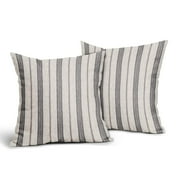 ABSOP Modern Farmhouse Pillow Covers Set of 2 Decorative Grey Stripe Pillow Covers 18x18 Inch Boho Pillow Cases Outdoor Stripe Cushion Covers for Patio Bedroom Home Decor