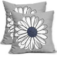 thumbnail image 1 of ABSOP Navy Blue White Daisy Pillow Covers 20x20 Set of 2 Spring Summer Grey Decorative Floral Throw Pillowcase Square Linen Cushion Case for Home Sofa Couch Bed, 1 of 7