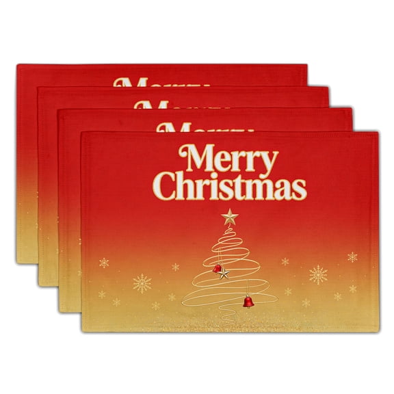 ABSOP Red and Gold Christmas Dinner Plate Mat 12x18 Inch Set of 4 Decorative Snowflake Placemats for the Christmas Decoration Table Setting Supplies for Festive Occasions