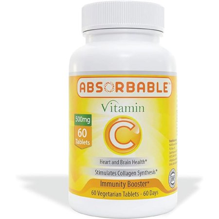 ABSORBABLE Vitamin C 500 mg, Proudly Brought to You by Nutritional Research Co. LLC - Immunity Booster - Stimulates Collagen Synthesis - Heart and Brain Health Support