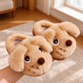 thumbnail image 1 of ABSUYY Closed Back Kids Slippers for Boys Girls,&nbsp;Khaki&nbsp;Fuzzy Plush Dog House Shoes, Non Slip Warm, Size 12.5 Little Kid, 1 of 9