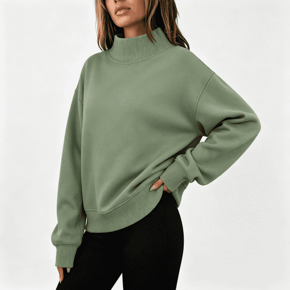 ABSUYY Plus Size Womens Mock Neck Sweatshirt,Loose Fit Casual Oversized Top for Fall Winter, Mint Green,Size 3XL