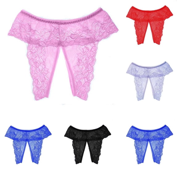 ABSUYY Women Low Rise Floral Lace Briefs, Stretch Semi Sheer Purple Panties with Scalloped Trim,Size 4XL