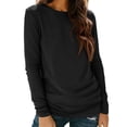thumbnail image 1 of ABSUYY Womens Crew Neck Long Sleeve T-Shirt Casual Solid Basic Tee with Side Ruched Detail Black,Size 2XL, 1 of 8