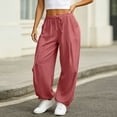 thumbnail image 1 of ABSUYY Womens High Rise Drawstring Elastic Waist Baggy Wide Leg Balloon Parachute Pants with Pockets Pink,Size 2XL, 1 of 8