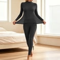 thumbnail image 1 of ABSUYY Womens Thermal Long Johns Base Layer Set Seamless Mock Neck Top & Leggings for Winter Black,Size XL, 1 of 9