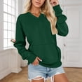 thumbnail image 1 of ABSUYY Womens V Neck Oversized Sweatshirt Long Sleeve with Pocket Army Green Loose Pullover,Size S, 1 of 5